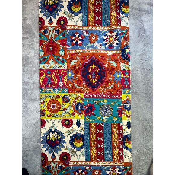 World Market Table Runner 16x90” Teal Florals Italy - Picture 3 of 6